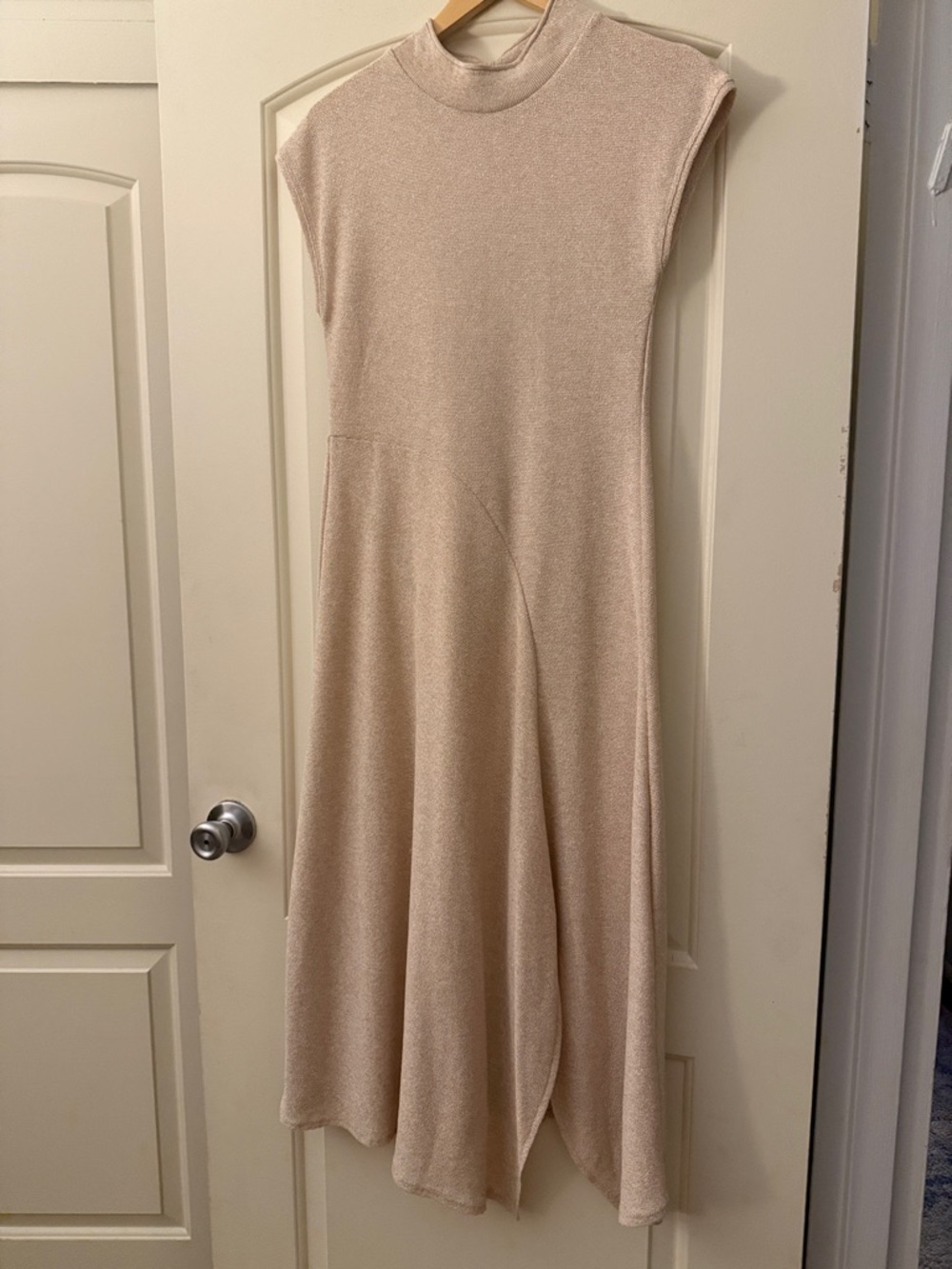 Zara Sleeveless Gold Metallic Knit Midi Dress